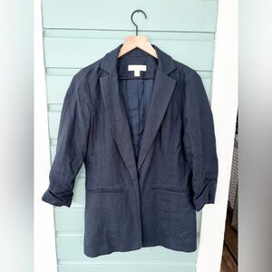Michael Kors women’s 100% linen blazer navy blue work size 2